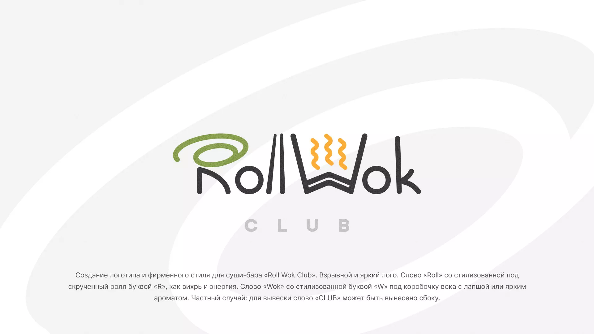 Разработка логотипа и фирменного стиля суши-бара «Roll Wok Club» в Юрьев-Польском