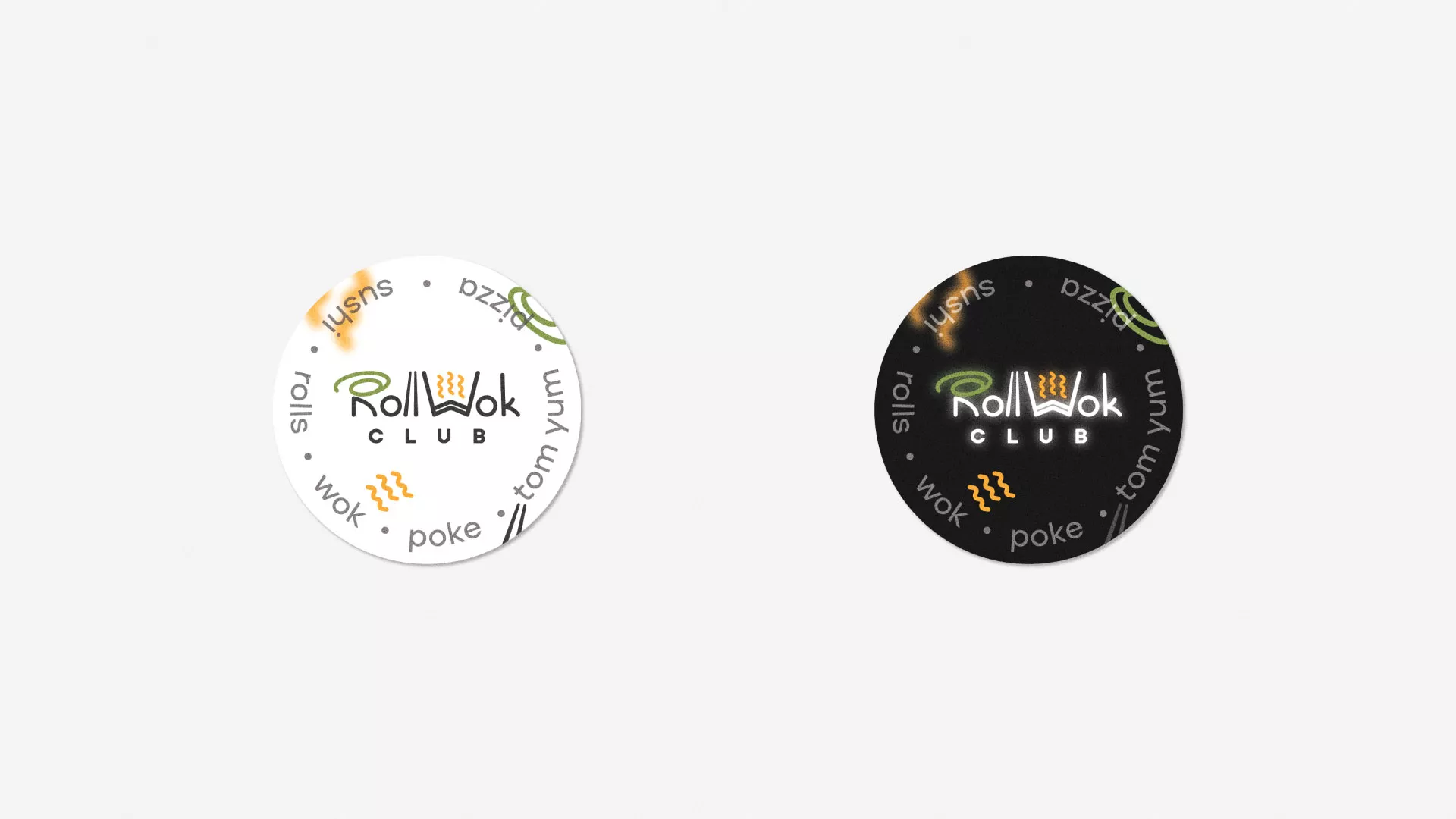 Разработка наклеек для суши-бара «Roll Wok Club» в Юрьев-Польском