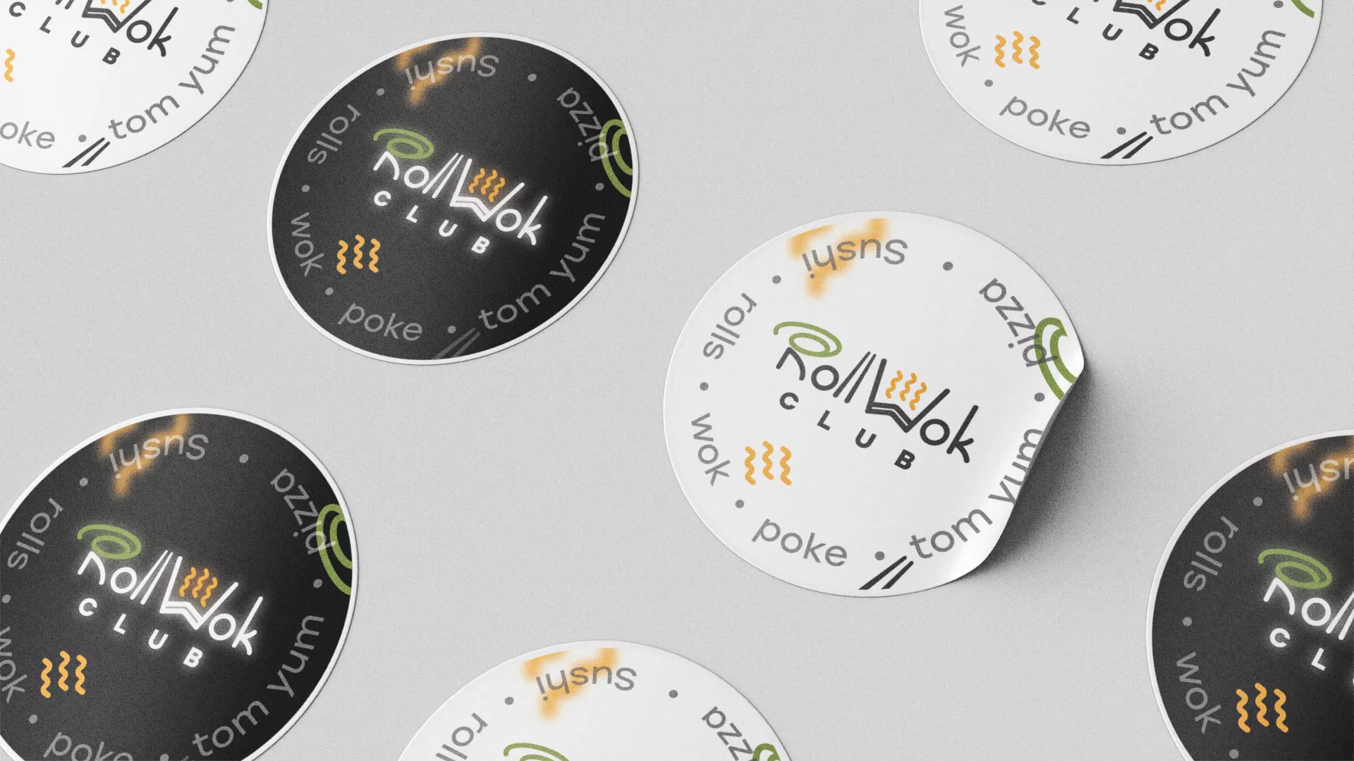 Разработка наклеек для суши-бара «Roll Wok Club» в Юрьев-Польском